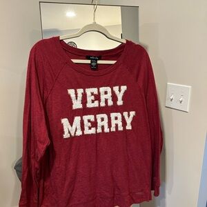 Women's Very Merry Long Sleeve Tee - Red